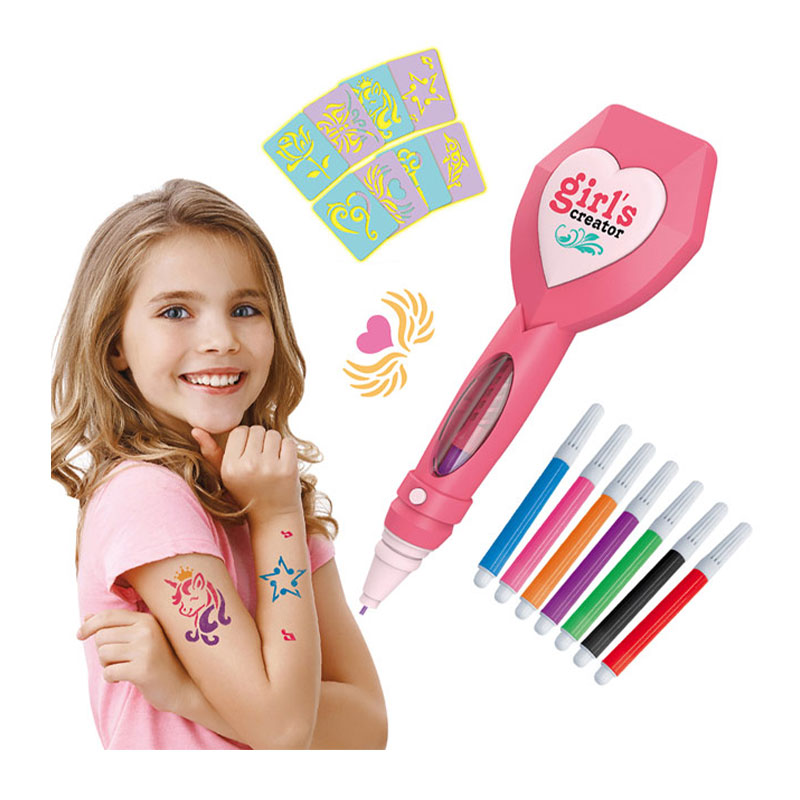 ست تتو موقت دخترانه با دستگاه کد MBK382 ست تتو موقت دخترانه با دستگاه کد MBK382