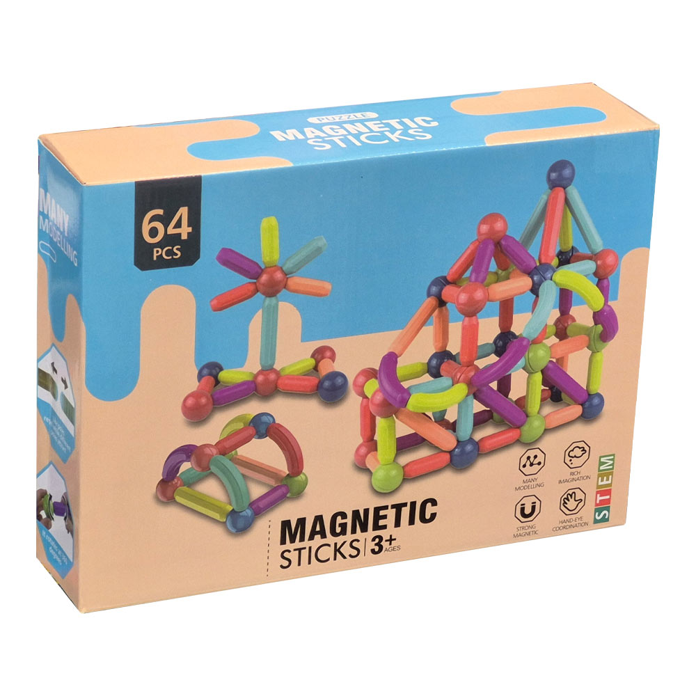 ساختنی مگنت مغناطیسی 64 تکه مدل Magnetic Sticks ساختنی مگنت مغناطیسی 64 تکه مدل Magnetic Sticks