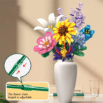 لگو طرح گل با گلدان مدل Flowers Clusters کد 11053، تعداد 1064 قطعه، 12 شاخه گل و گلدان همراه با شاخه گل رز و آفتابگردان