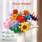 لگو طرح گل با گلدان مدل Flowers Clusters کد 11053، تعداد 1064 قطعه، 12 شاخه گل و گلدان همراه با شاخه گل رز و آفتابگردان