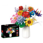 لگو طرح گل با گلدان مدل Flowers Clusters کد 11053، تعداد 1064 قطعه، 12 شاخه گل و گلدان همراه با شاخه گل رز و آفتابگردان