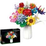 لگو طرح گل با گلدان مدل Flowers Clusters کد 11053، تعداد 1064 قطعه، 12 شاخه گل و گلدان همراه با شاخه گل رز و آفتابگردان