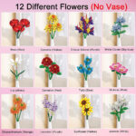 لگو طرح گل با گلدان مدل Flowers Clusters کد 11053، تعداد 1064 قطعه، 12 شاخه گل و گلدان همراه با شاخه گل رز و آفتابگردان