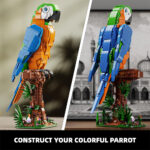 لگو طرح طوطی ماکائو مدل Macaw کد T2113، تعداد 1138 قطعه، طوطی ساخته شده با ارتفاع 33 سانتیمتر