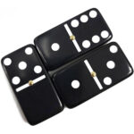 بازی دومینو سنگی با جعبه فلزی رنگ مشکی مدل Double six Dominoes